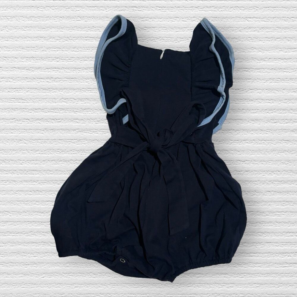 Pumpkin Ruffle Bubble Blue 3t Ruffle Embroidered - Picture 4 of 4